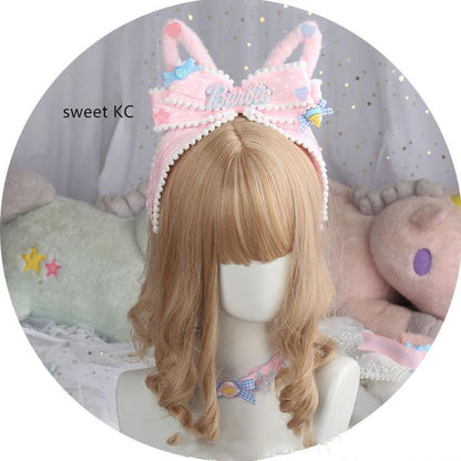 Manmeng - Pink and Blue Sweet Lolita Bow Headwear
