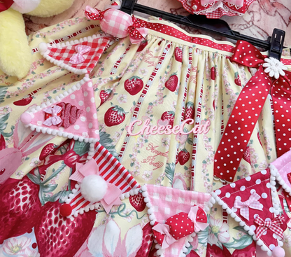 Cheese Cat - Sweet Lolita Plaid Candy Bow Flags Brooch