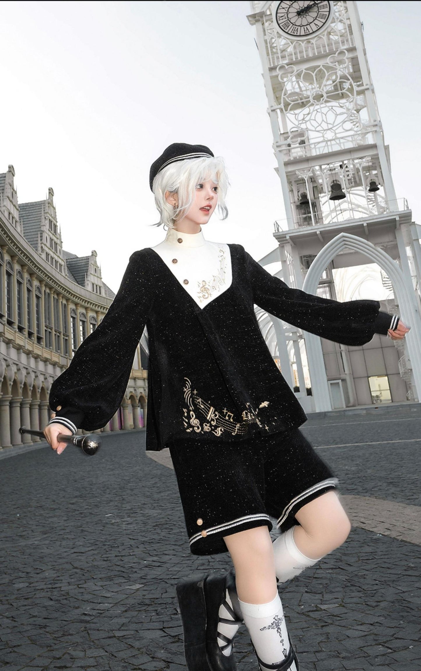LizBird - Tomorrow Song - Ouji Lolita Loose Sweater and A-line Shorts