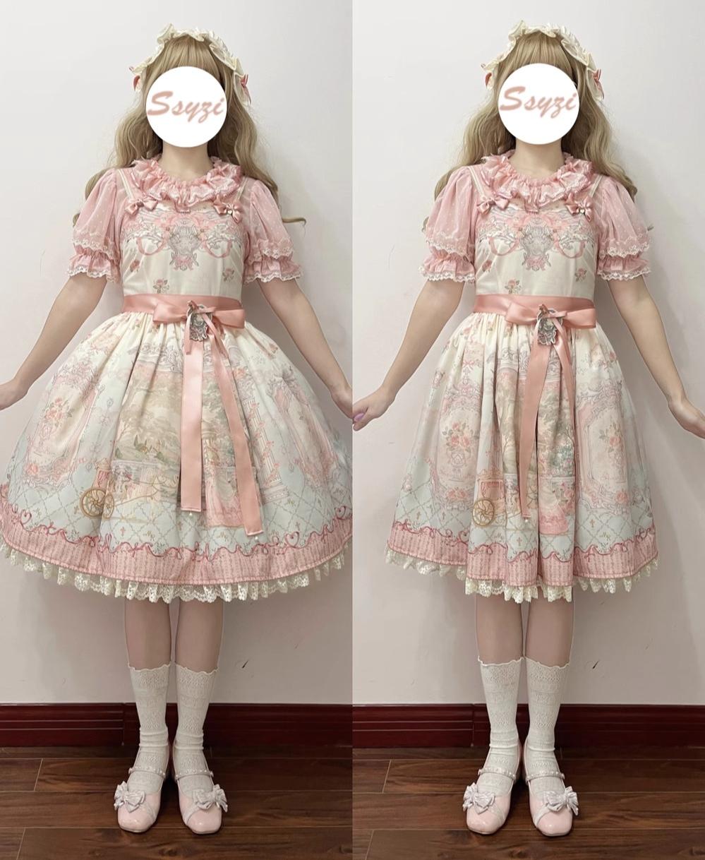 Moon River - Swan Lake Mirror - Pink Sweet Lolita Print JSK Dress