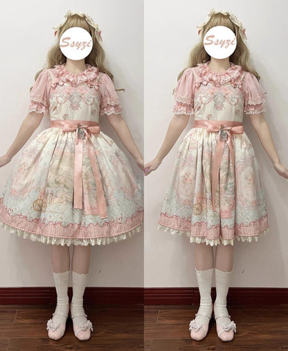 Moon River - Swan Lake Mirror - Pink Sweet Lolita Print JSK Dress