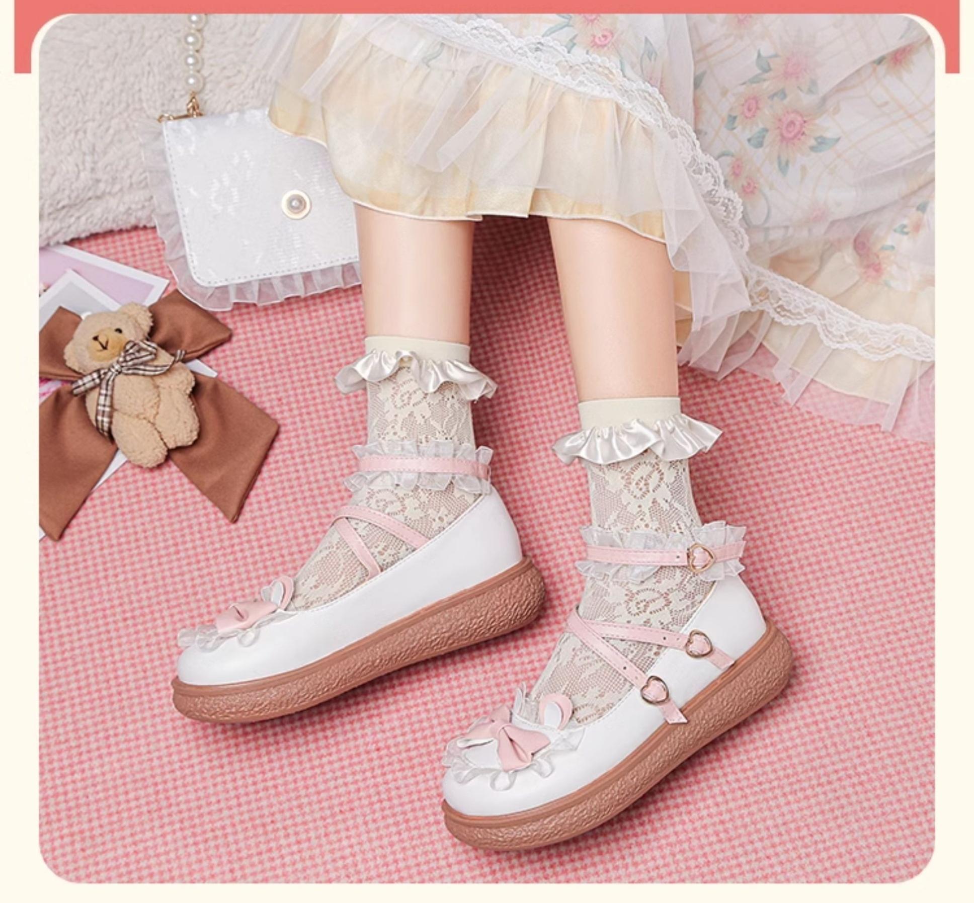 Yana - Sweet Bunny - Sweet Lolita Flat Shoes with Ear and Bow Decorations