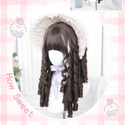 Dalao Home - Classic Brown Lolita Wig with Roman Roll