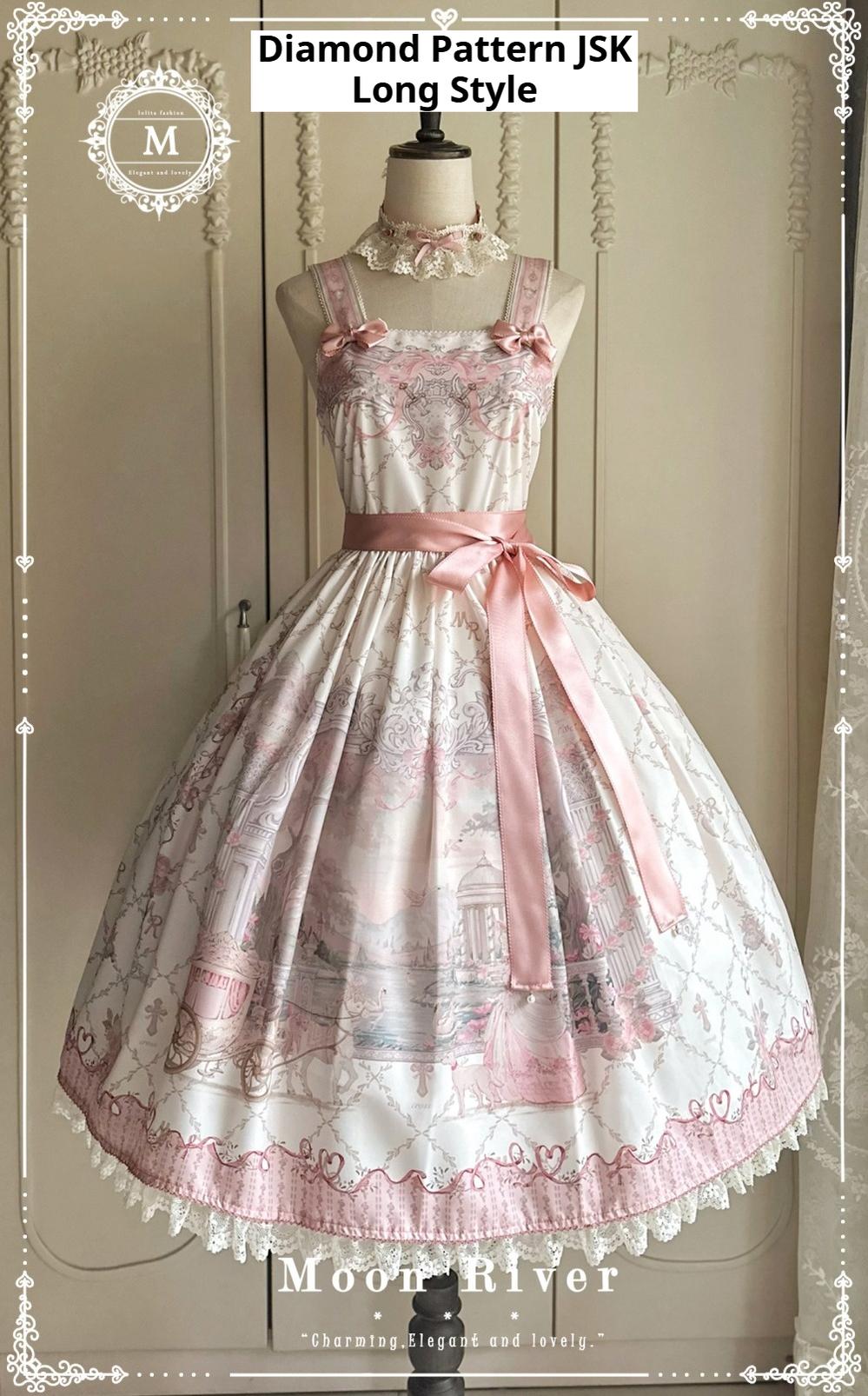 Moon River - Swan Lake Mirror - Pink Sweet Lolita Print JSK Dress