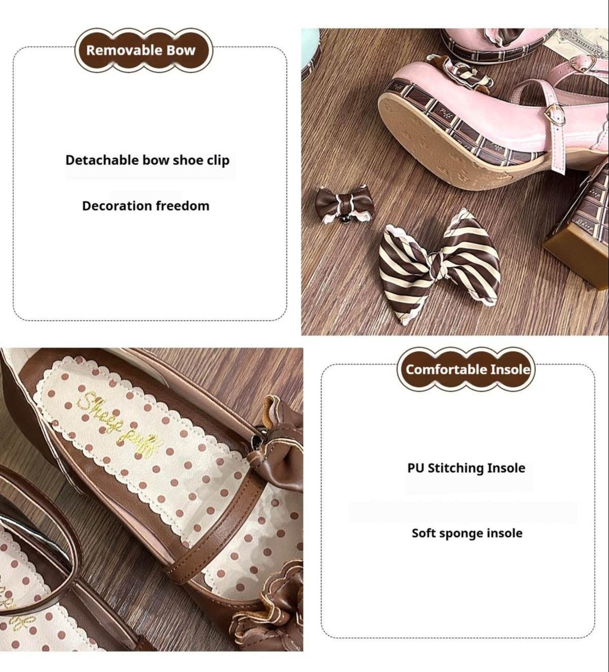 Sheep Puff - Layered Pastry - Sweet Lolita High Heel Shoes Chocolate Prints Shoes