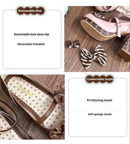Sheep Puff - Layered Pastry - Sweet Lolita High Heel Shoes Chocolate Prints Shoes