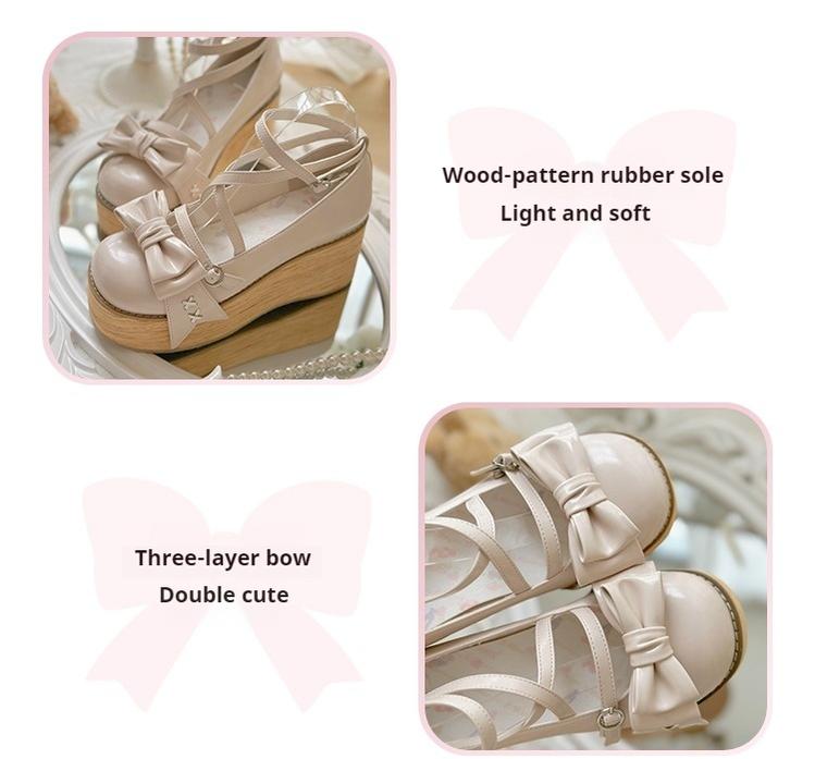 SeeYou - Sweet Cake - Sweet Lolita Platform Shoes Wood Grain
