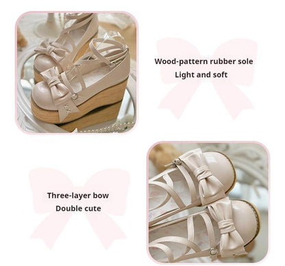 SeeYou - Sweet Cake - Sweet Lolita Platform Shoes Wood Grain