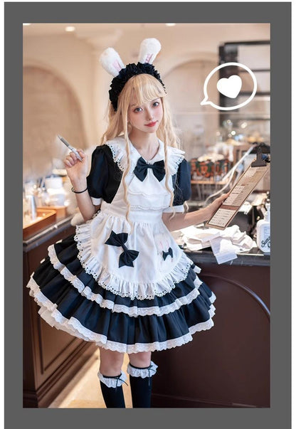 OCELOT - Leopard Bunny - Classic Maid Lolita OP with Apron and KC