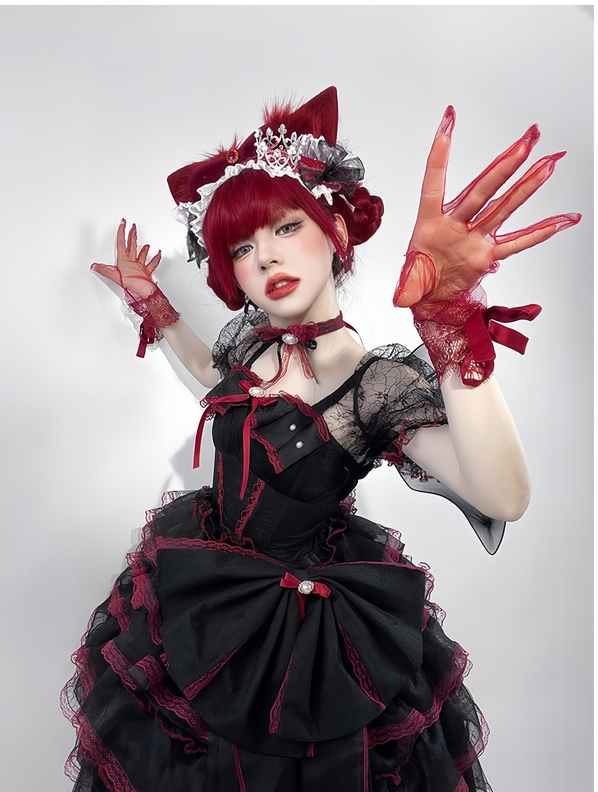 Daydream Whisper - Shisan District - Wedding Lolita OP Suit with Angel Demon Wings