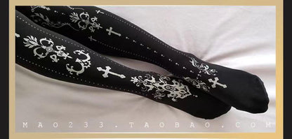 Wulala Mew - Elegant Lolita Pantyhose Daily Gold Foil Printing Tights