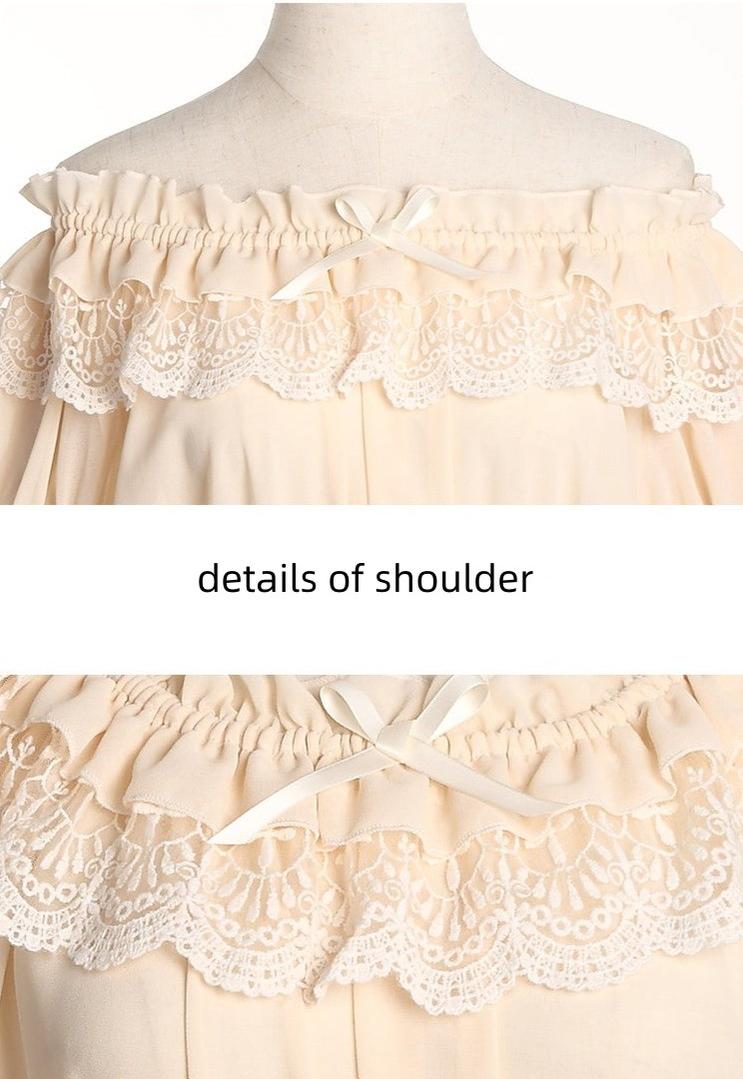 ZhiJinYuan - Elegant Lolita Shirt Open Shoulder Blouse