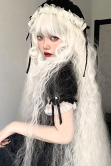 PippiPalace - White Moonlight - Elegant Long White Curly Lolita Wig