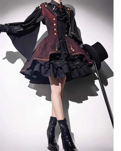 SilentMars - Fallen Moon Rule - Military Lolita Shirt Set Retro Knight Style Blouse