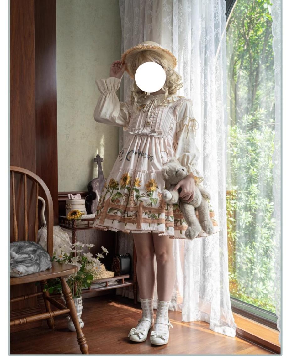 Polaris Lolita - Cat and Sunflower - Sweet Lolita JSK, Cat and Sunflower Print