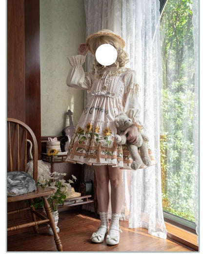 Polaris Lolita - Cat and Sunflower - Sweet Lolita JSK, Cat and Sunflower Print