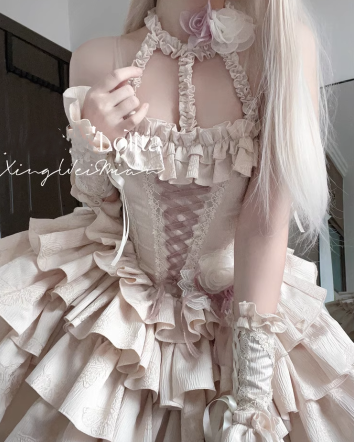 Xingweimian - Sunset Venus - Gothic Lolita Formal Dress Fishbone Waist JSK Dress Set