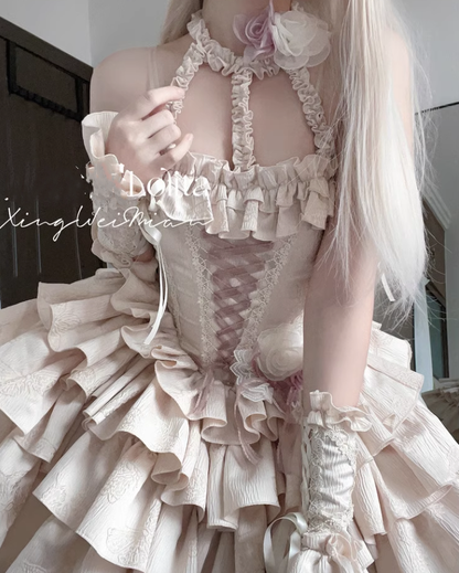 Xingweimian - Sunset Venus - Gothic Lolita Formal Dress Fishbone Waist JSK Dress Set
