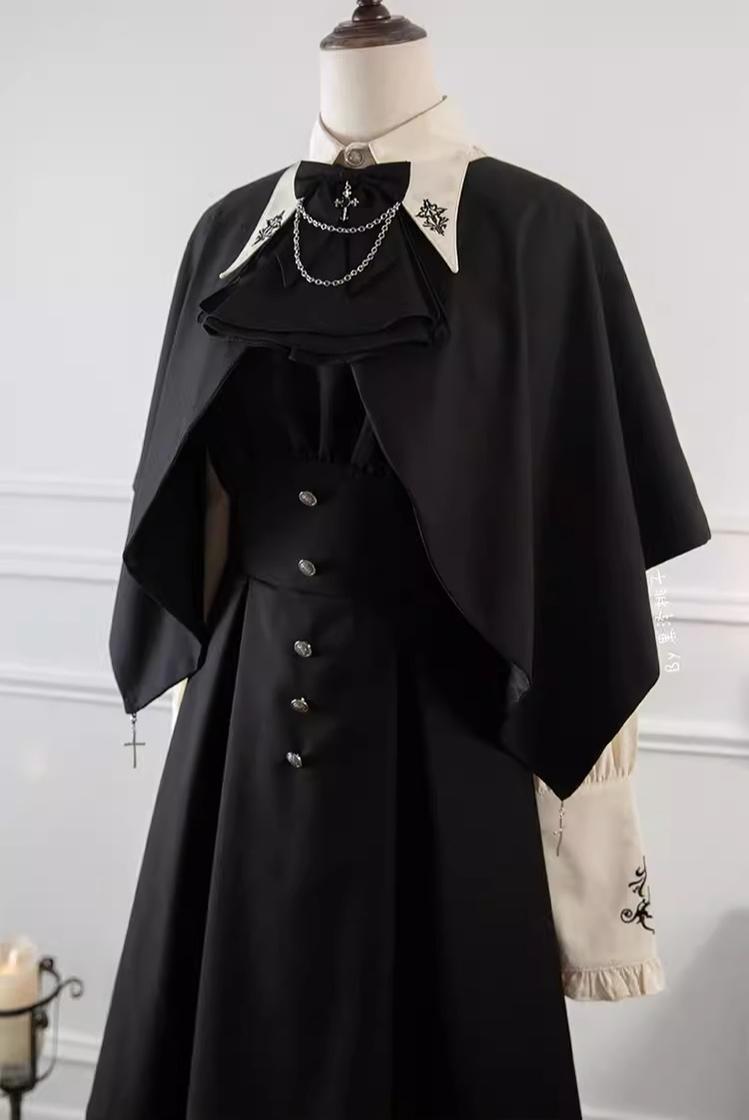 CastleToo - Night Raven Magic - Ouji Lolita Dress Set, Suspender Shorts & Cape