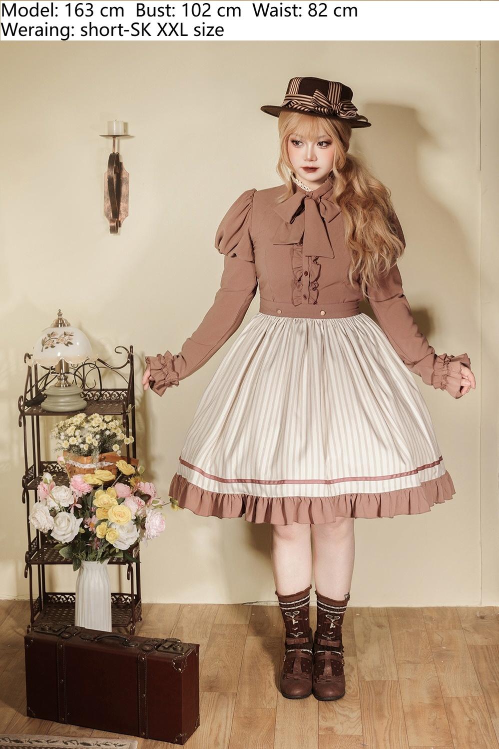 Miss Point - Classical Chocolate - Classic Lolita Skirt Elegant Striped SK