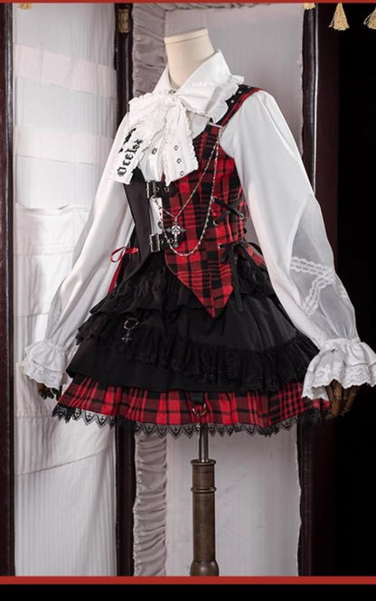OCELOT - Kalila - Punk Lolita Dress Set Plaid Shorts Set