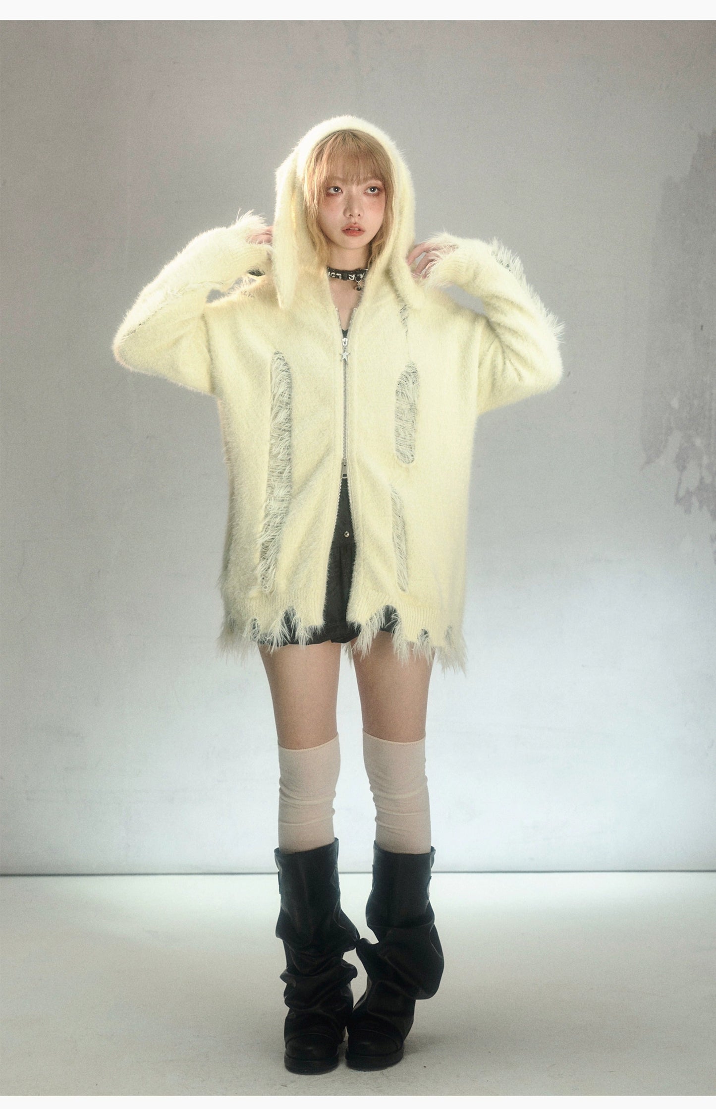 Hooded Knit Cardigan Slouchy Jacket【s0000004626】