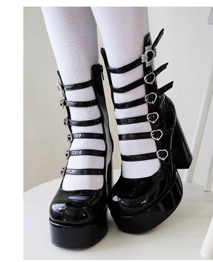 Pure Tea For Dream - Cross Buckle Punk Lolita Shoes
