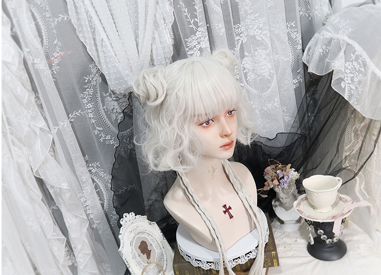 Pippi Palace - Lolita Curly Wig White Braid Wig