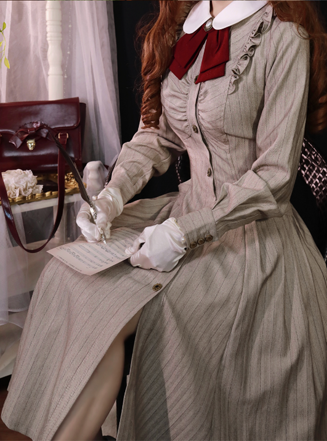 Forest Wardrobe - Winter Lolita Classic Front Open Stripe OP