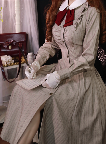 Forest Wardrobe - Winter Lolita Classic Front Open Stripe OP