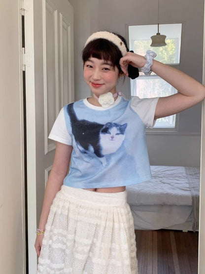 Shoulder Skinny Sweet Cool Girl Short T-Shirt【s0000007710】