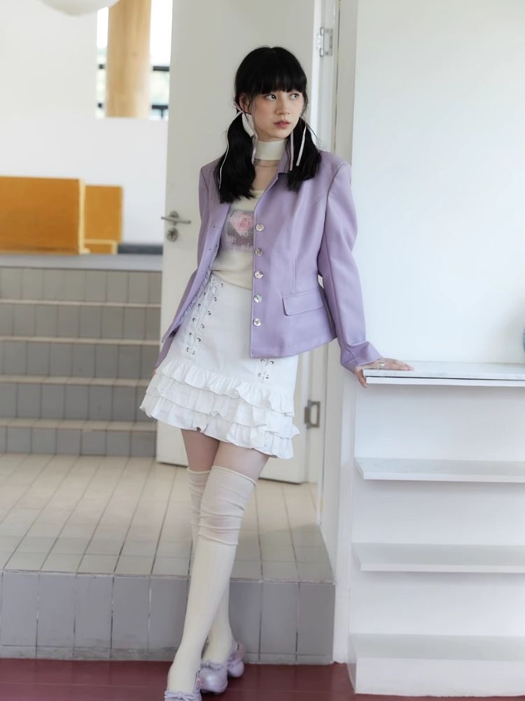 Shell Multi Button Purple Coat Jacket【s0000006254】