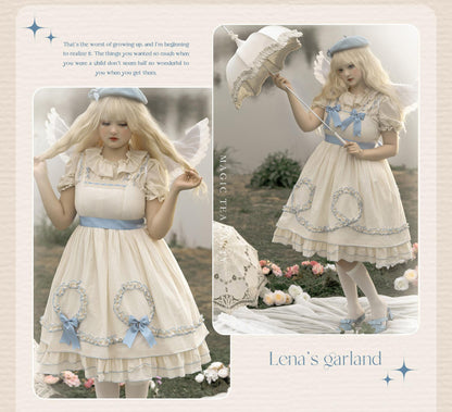 Magic Tea Party - Classic Lolita JSK Dress Solid Color Short Sleeve Dress