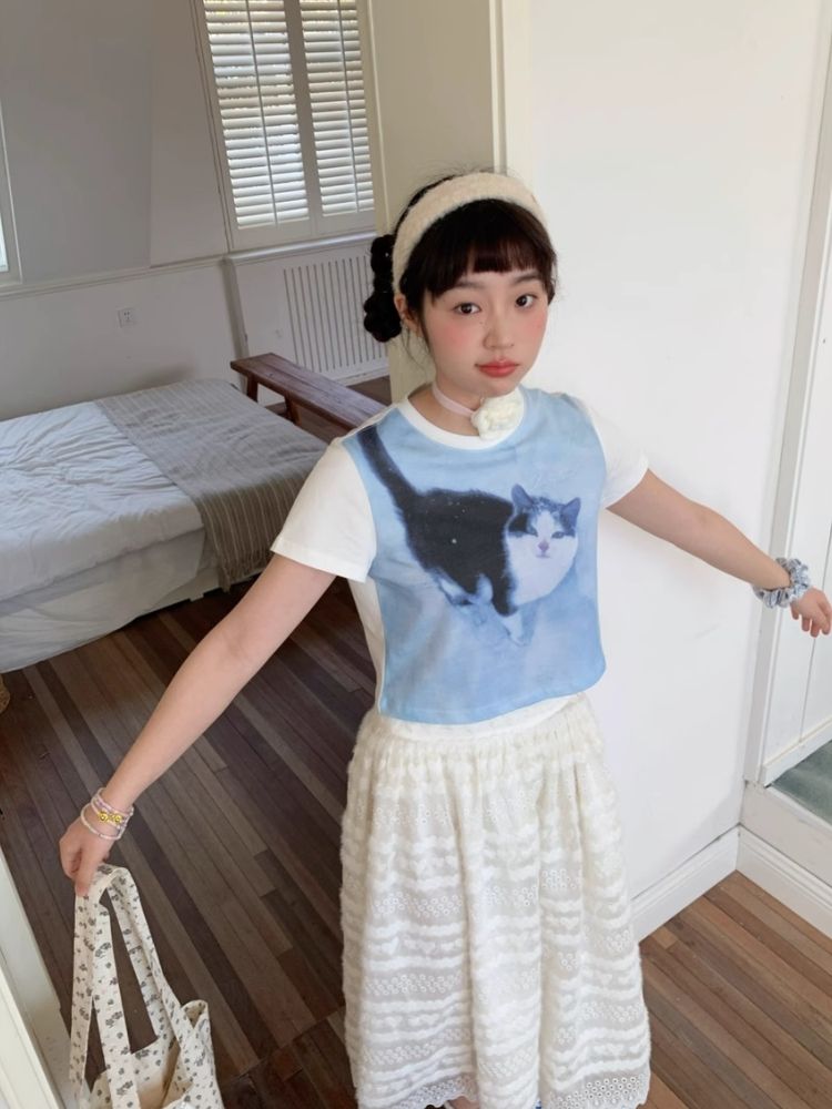 Shoulder Skinny Sweet Cool Girl Short T-Shirt【s0000007710】