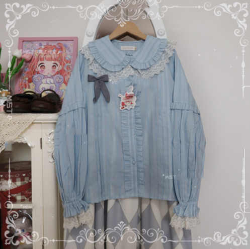 MIST - Cream Sweetheart - Kawaii Lolita Long-sleeve Blouse Multicolors