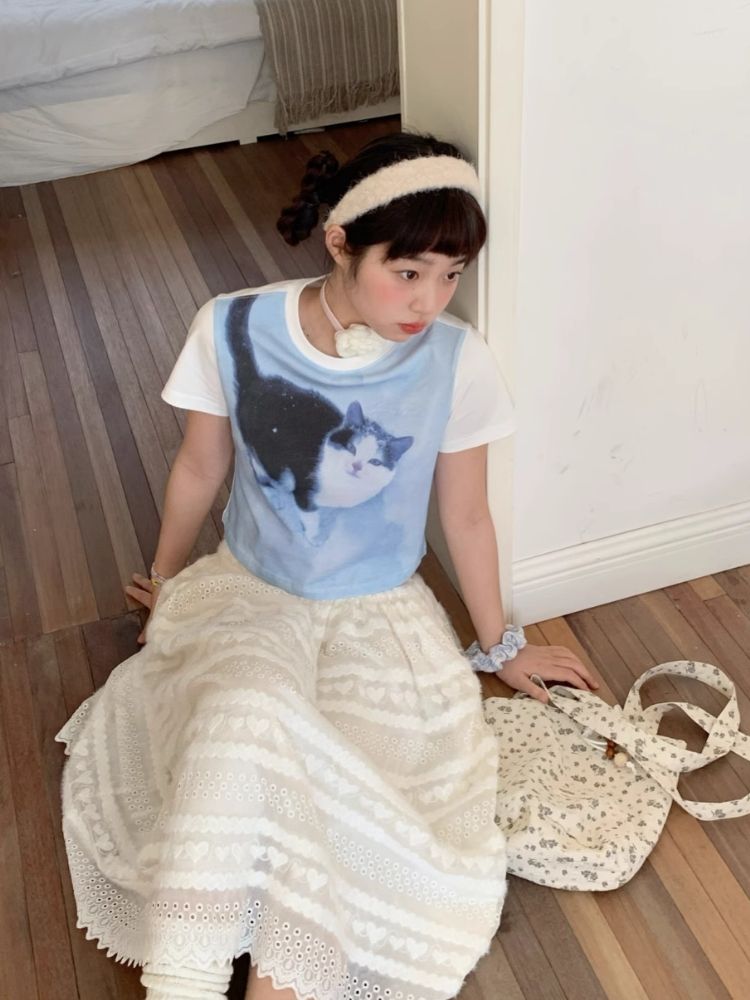 Shoulder Skinny Sweet Cool Girl Short T-Shirt【s0000007710】