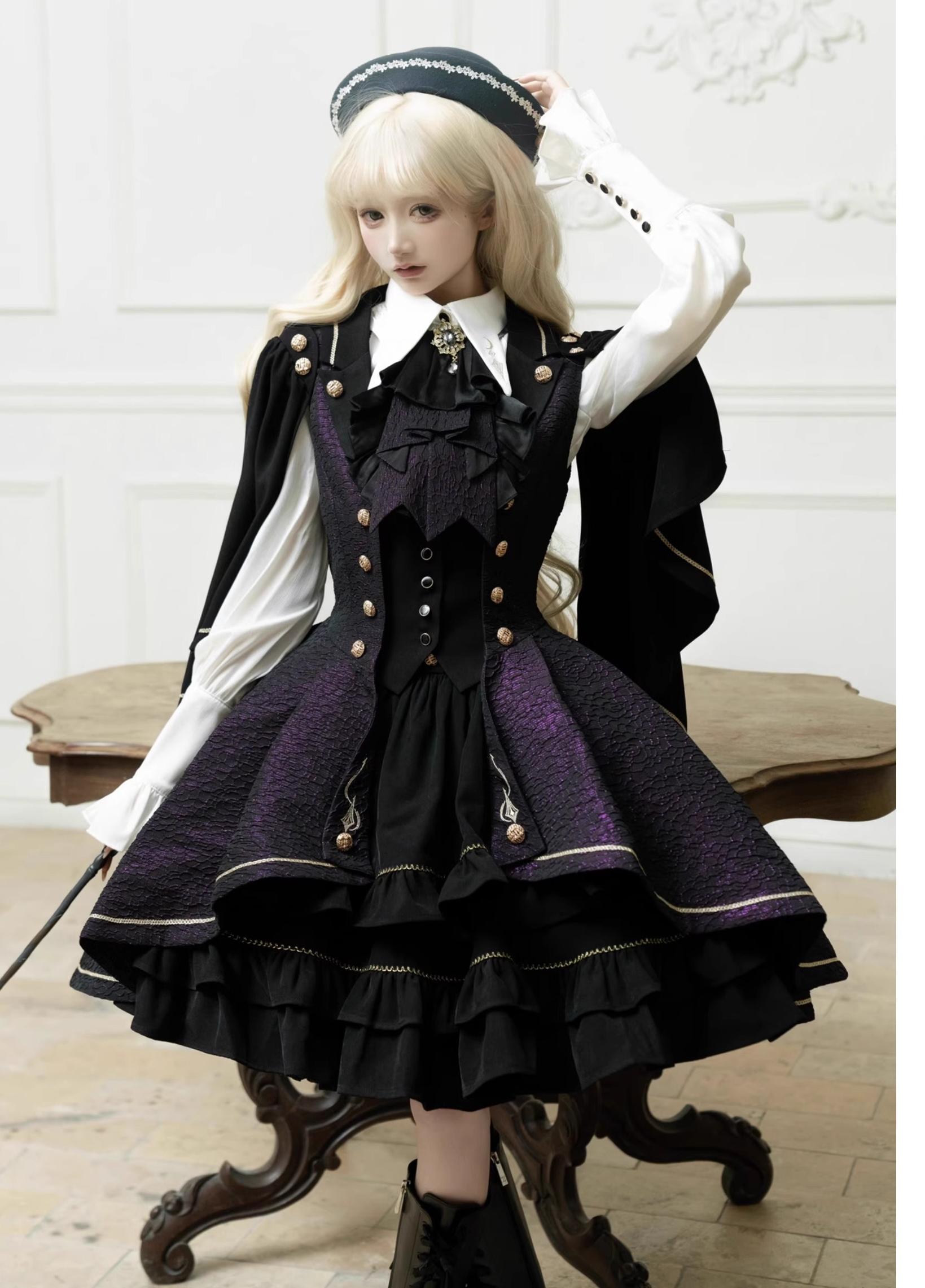 SilentMars - Fallen Moon Rule - Military Lolita Shirt Set Retro Knight Style Blouse