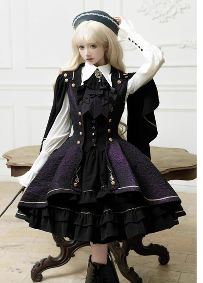 SilentMars - Fallen Moon Rule - Military Lolita Shirt Set Retro Knight Style Blouse