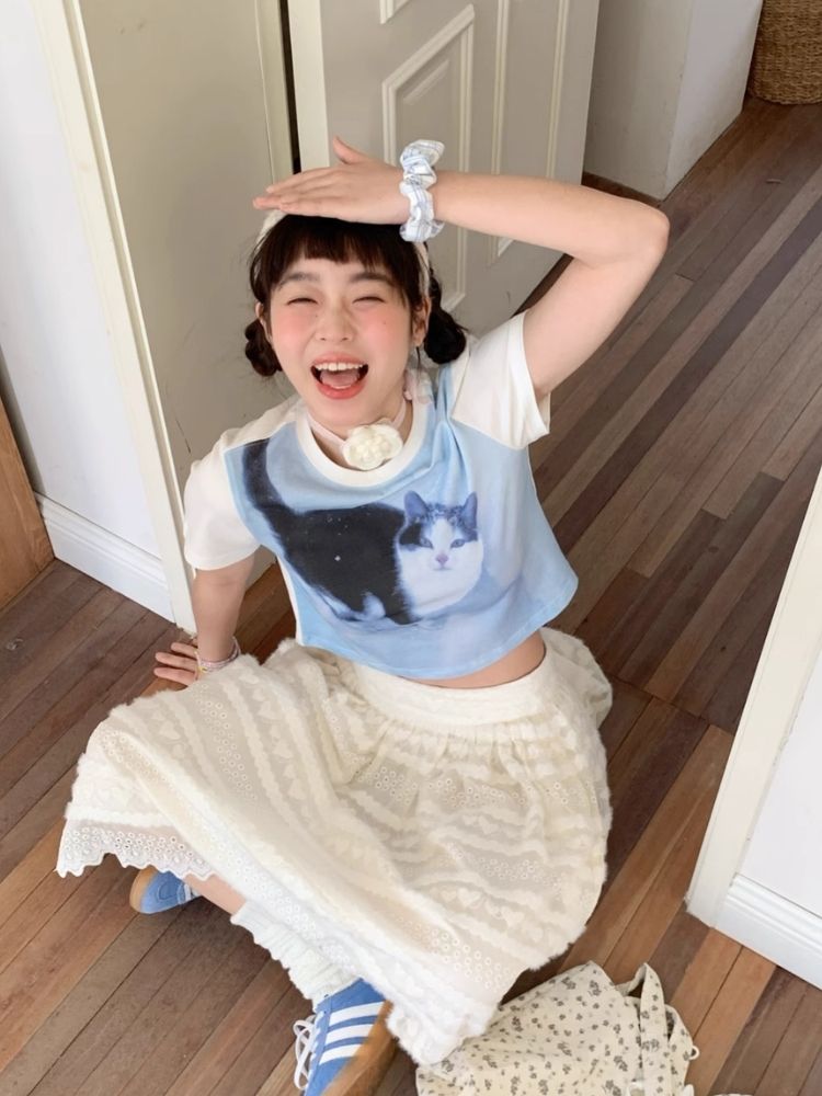 Shoulder Skinny Sweet Cool Girl Short T-Shirt【s0000007710】