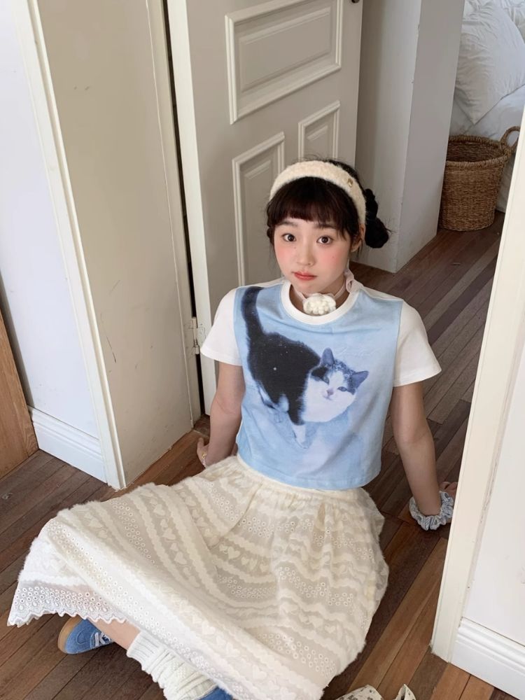 Shoulder Skinny Sweet Cool Girl Short T-Shirt【s0000007710】