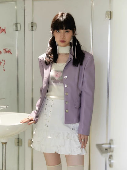 Shell Multi Button Purple Coat Jacket【s0000006254】