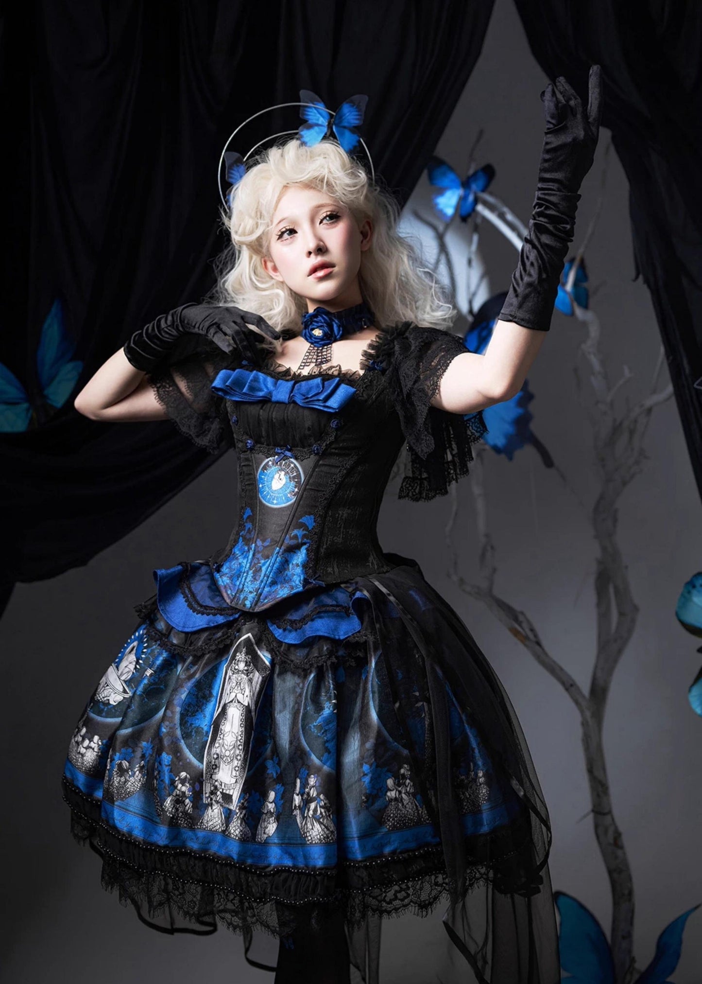 Caged Bird Hotel - Eclipsed Moon Gallery - Plus Size Halloween Gothic Lolita Skirt & Bodice Set