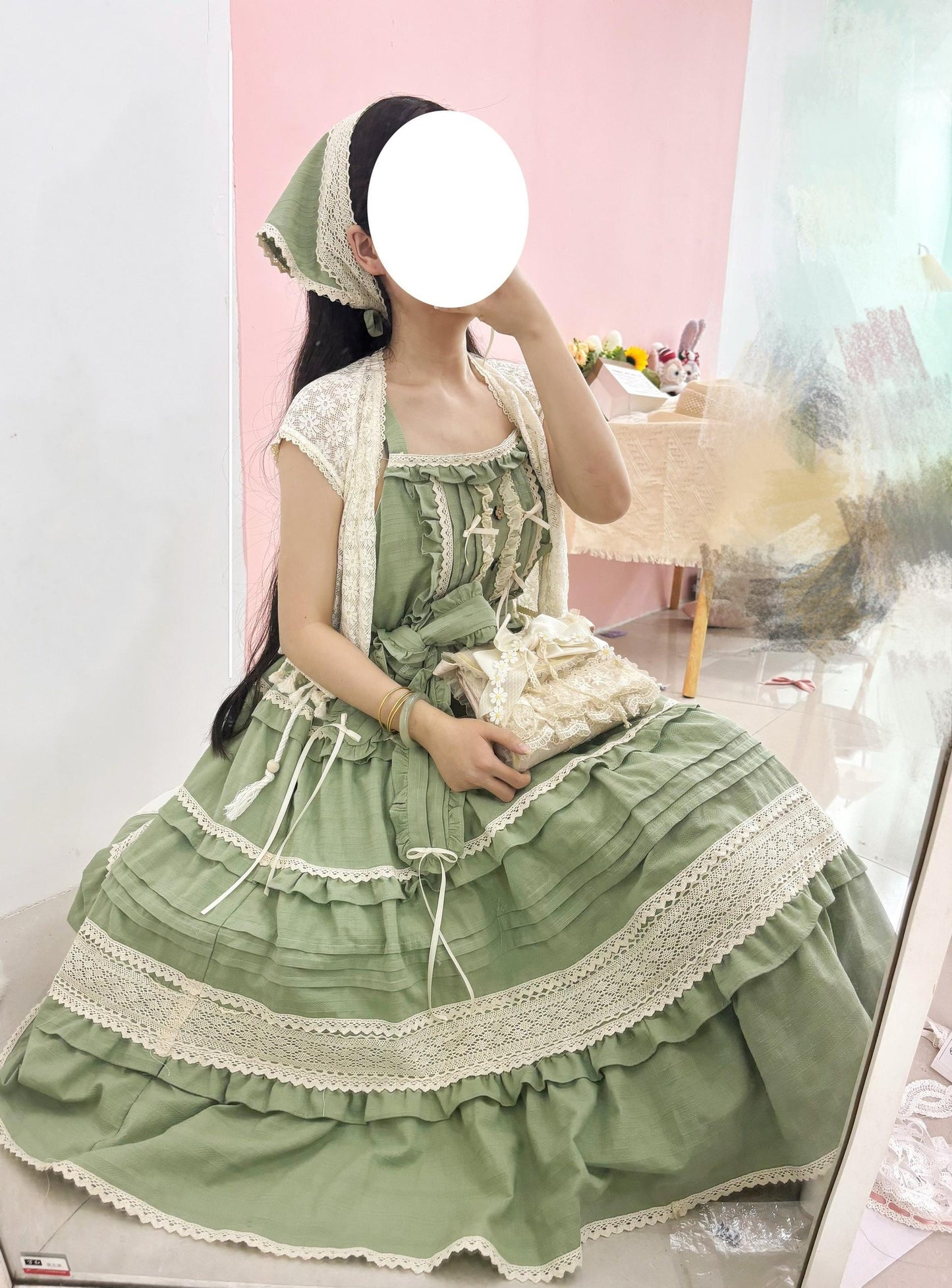 Qianmu - Summer Floral Tea - Country Lolita Cotton Jumper Dress Burlap Dress