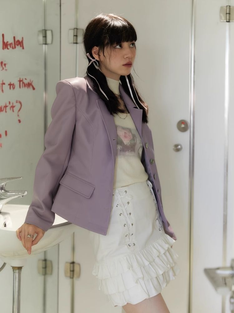 Shell Multi Button Purple Coat Jacket【s0000006254】