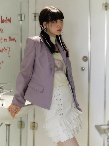 Shell Multi Button Purple Coat Jacket【s0000006254】