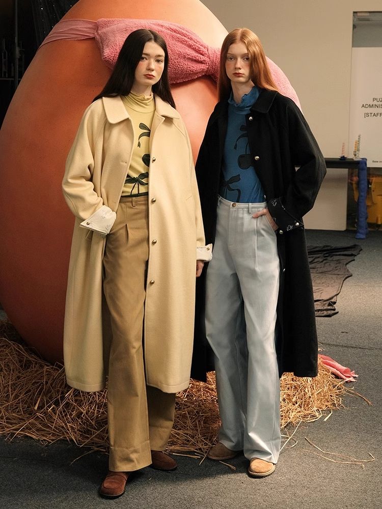 Round ball buckle simple classic Coat【s0000005939】