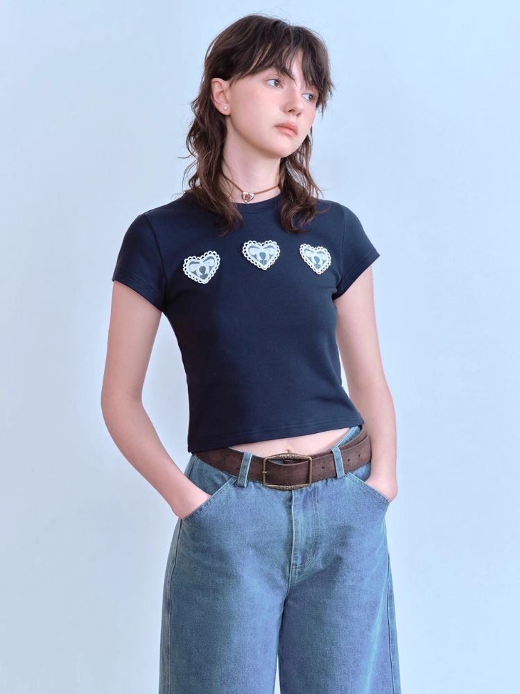 Lace Heart T-Shirt【s0000007063】