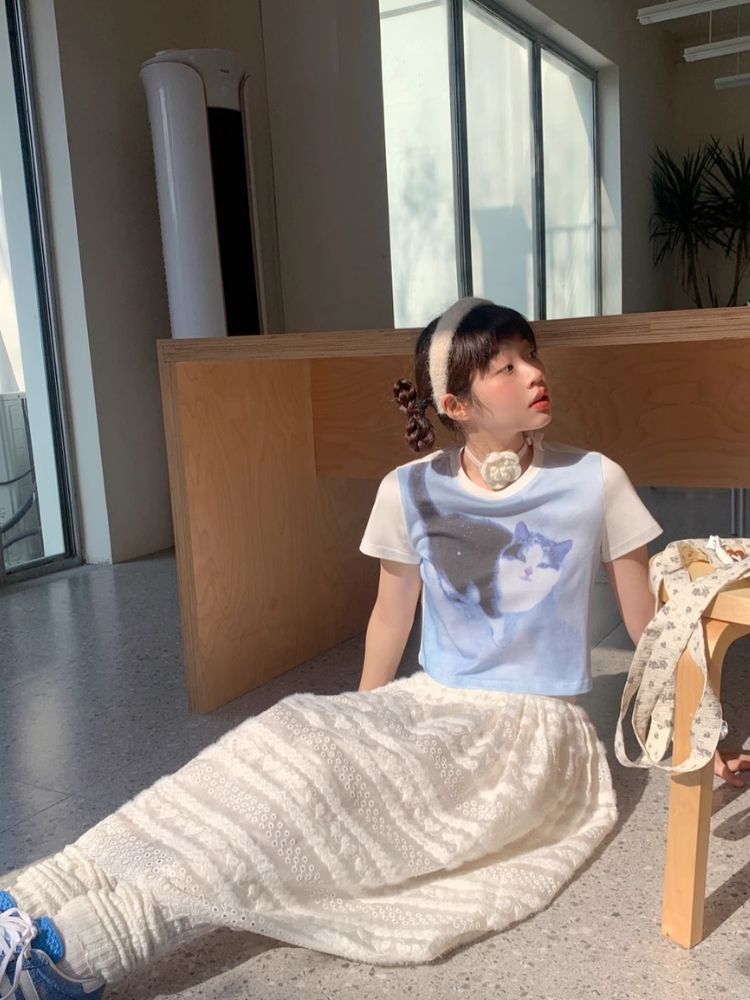 Shoulder Skinny Sweet Cool Girl Short T-Shirt【s0000007710】