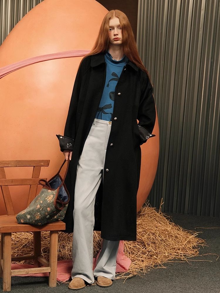 Round ball buckle simple classic Coat【s0000005939】