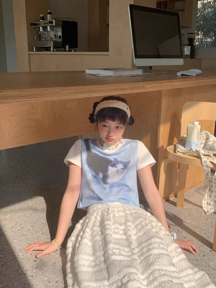 Shoulder Skinny Sweet Cool Girl Short T-Shirt【s0000007710】